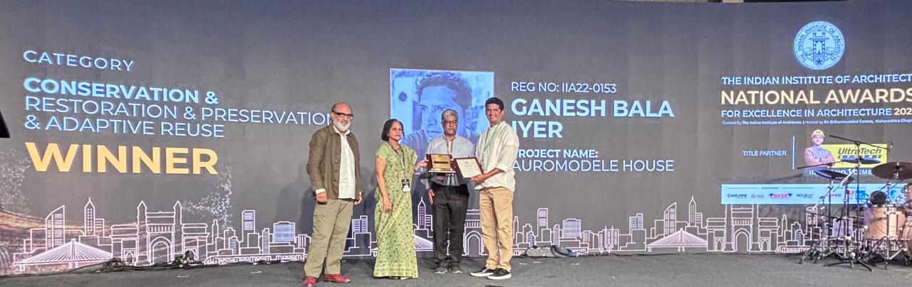 Mr. Ganesh Bala received the National Award for Excellence in Architecture 2023 by The Indian Institute of Architects